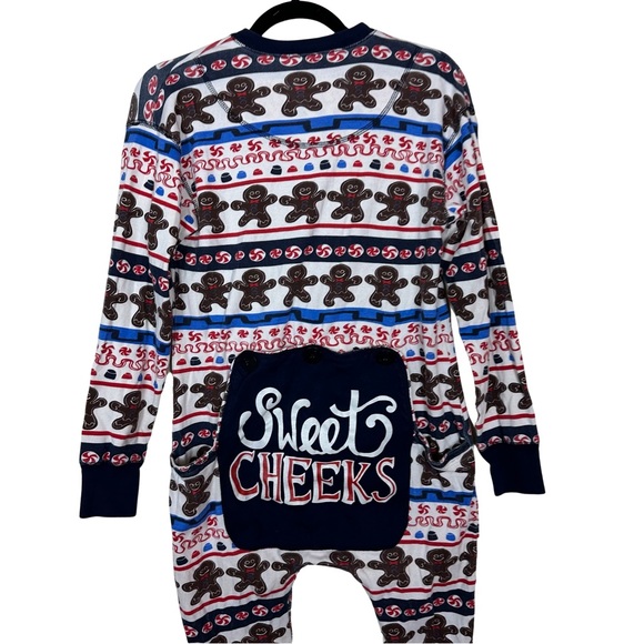 Lazy One Sweet Cheeks Drop Seat Open Back Cotton Gingerbread One Piece Pajamas S - Picture 7 of 10